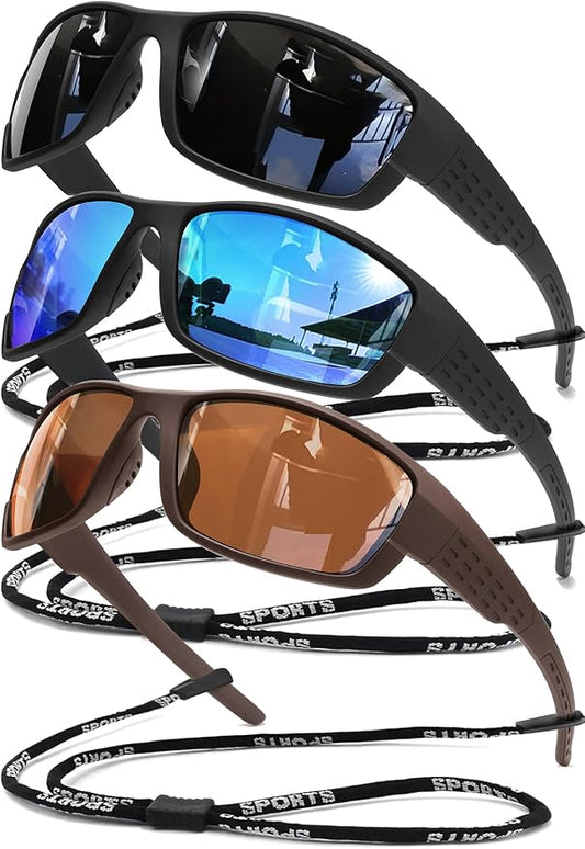 Polarized Sports Sunglasses Men UV400 Protection Lightweight Wrap Around Goggles for Cycling Fishing Driving Running-StrideForce Fitness