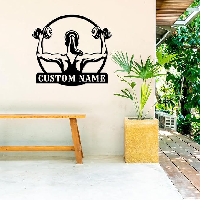 Customized Metal Gym Name Sign, Personalized Sports Room Wall Art,Metal Gym Sign,Unique Fitness Wall Sign, Gym Lovers Unique Gift, Gym Wall Art,Training Center Sign (Style-16)-StrideForce Fitness