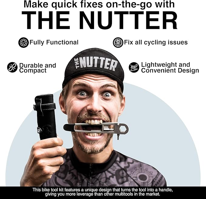 FULL WINDSOR -The Nutter Bicycle Multi Tool–Portable Cycling Repair Kit for MTB, Road & Dirt Bikes – Includes Spanner, Magnetic Bit, Tire Levers & Bottle Opener–Compact Black Case for On-the-Go Fixes-StrideForce Fitness