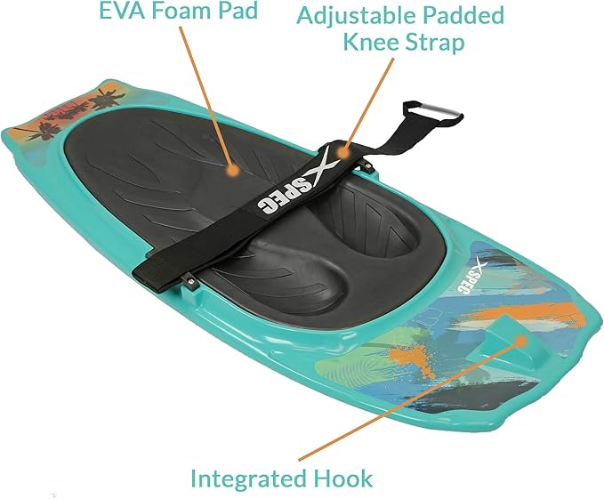 Xspec Kneeboard with Hook Strap for Knee Surfing Boating Waterboarding Kneeling with Padded Foam Surface for Kids, Teens & Adults-StrideForce Fitness