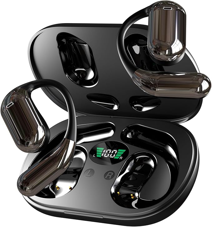 Wireless Earbuds Bluetooth Earbuds Built-in Mic with Ear Hooks 50H Playtime Ear Buds LED Display Charging Case Waterproof Design for Running Fitness-StrideForce Fitness