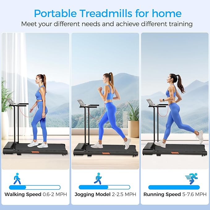 Treadmill with Handle, Treadmills for Home Samll Space, 3.0HP Portable Walking Pad with Handle, Walking Pad Treadmill with 320 LBS Capacity, Electric Compact Treadmills, Lightweight Walking Pad-StrideForce Fitness