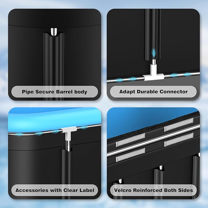 XL 140 Gal Ice Bath Tub for Athletes Recovery, 12-Support Portable Cold Plunge Tub, Ice Tub for Cold Water Therapy, Insulated Design with Cover, Quick Drainage for Home, Gym, Indoor & Outdoor Use-StrideForce Fitness