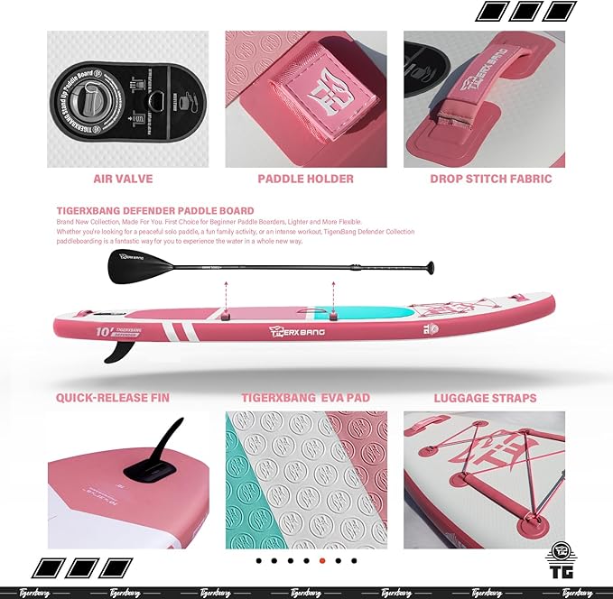 Inflatable Paddle Board with Premium SUP Board Accessories, Allround Paddle Boards for Adults/Kids,Stand Up Paddle Board Defender Collection-StrideForce Fitness