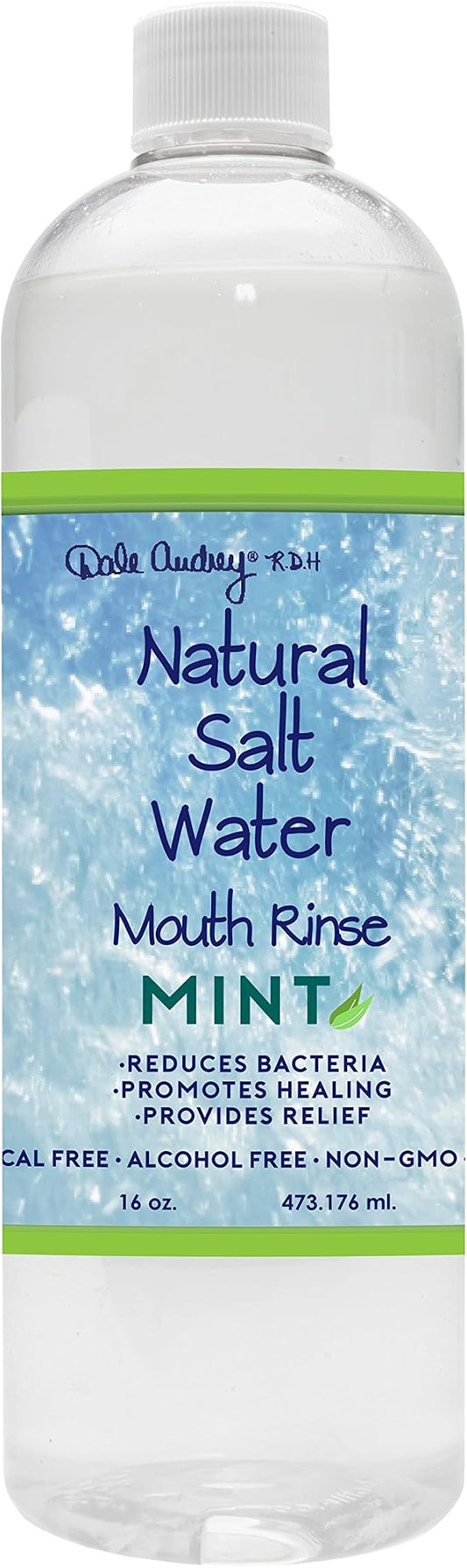 Natural Pink Himalayan Saltwater Mouth Rinse | Organic Mint Flavor I Fluoride Free Freshens Breath | Alcohol & Cruelty Free | Teeth Cleaner Mouthwash & Rinse for Healthy Gums | Non GMO-16 FL Oz