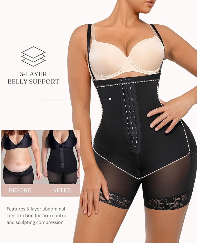 FeelinGirl Faja Body Shaper Tummy Control Shapewear for Women Butt Lifter Post Surgery Fajas Postparto Para Mujer-StrideForce Fitness