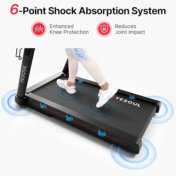 Yesoul Walking Treadmill for Seniors with Long Handrails – 4 Major Safety Protections, Emergency Stop Button, Treadmill for Home 300 lbs Capacity, Recovery Walking Machine with LED Display-StrideForce Fitness