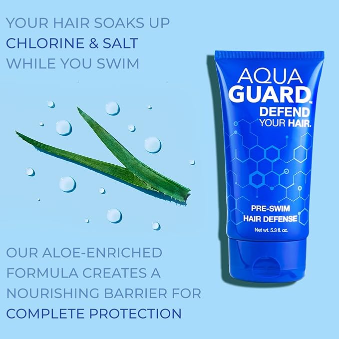 AQUA GUARD Pre-Swim Hair Defense | No More Swim Hair | Prevents Chlorine Damage + Softens Hair While Swimming | Made in California | Color Safe, Leaves Hair Smelling Great | 5.3 oz-StrideForce Fitness
