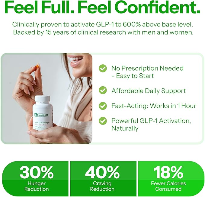 Calorie Control Supplement 6X Natural GLP-1 Activator, Official & Patented Amarasate Formula, Plant Based GLP1 Supplement, Manages Appetite, Hunger & Cravings, 1 Month Average Supply, 180 Count-StrideForce Fitness