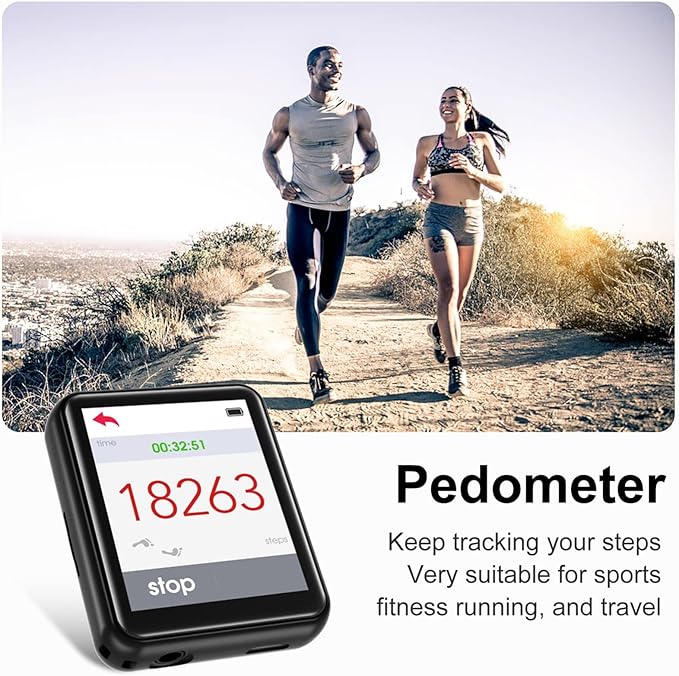 64GB MP3 Player Bluetooth 5.3 Touch Screen Music Player Portable mp3 Player with Speakers high Fidelity Lossless Sound Quality mp3 FM Radio Recording e-Book MP3 Player Support (128GB)-StrideForce Fitness