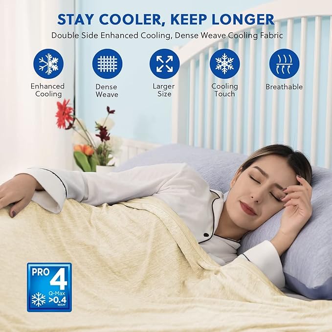 HOMFINE Cooling Blankets for Hot Sleepers - Summer Blanket Thin Lightweight Breathable Soft Double Side Enhanced Cooling for Bed Couch Sofa, Keep Cool for Night Sweats (Beige, 60 x 80 inches)-StrideForce Fitness