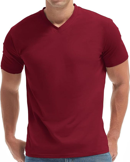 VEIISAR Premium V Neck T Shirts for Men - Modern Fitted Tees Vneck Undershirts-StrideForce Fitness