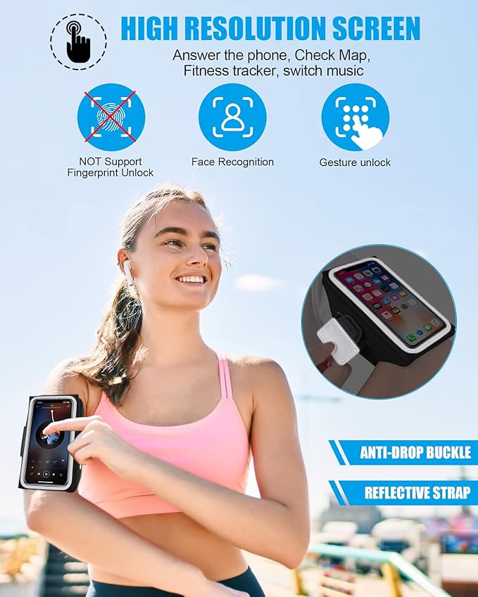 Running Armband [3D Design] with Key Pouch, Running Phone Holder for iPhone 16 15 14 13 12 11 Pro Max Plus, Samsung S25 S24 S23 S22 [Up to 6.9 Inch], Gym Workouts Sports Arm Band with Card Holder-StrideForce Fitness