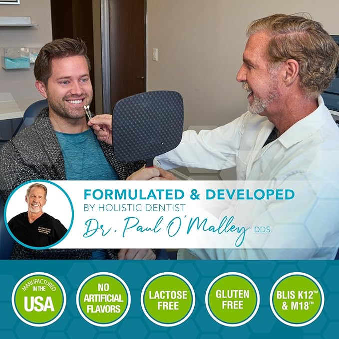 Advanced Oral Probiotics for Mouth Bad Breath Treatment for Adults, Dentist Formulated BLIS K12 M18 Oral Health Probiotics for Teeth/Gums, Flavor Variation Pack: Mint, Strawberry Vanilla 60 Count Each