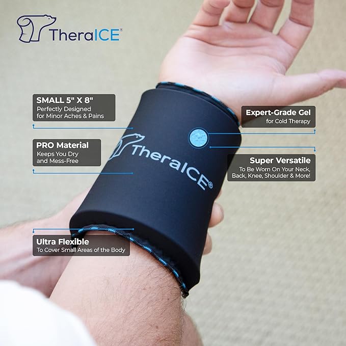 TheraICE PROpack Ice Pack for Injuries, Reusable Soft Multipurpose Cold Gel Ice Pack for Muscular Back Pain, Shoulder, Hip, Knee - Flexible Cold Compress Wrap for Minor Aches & Pains - 5 x 8-StrideForce Fitness