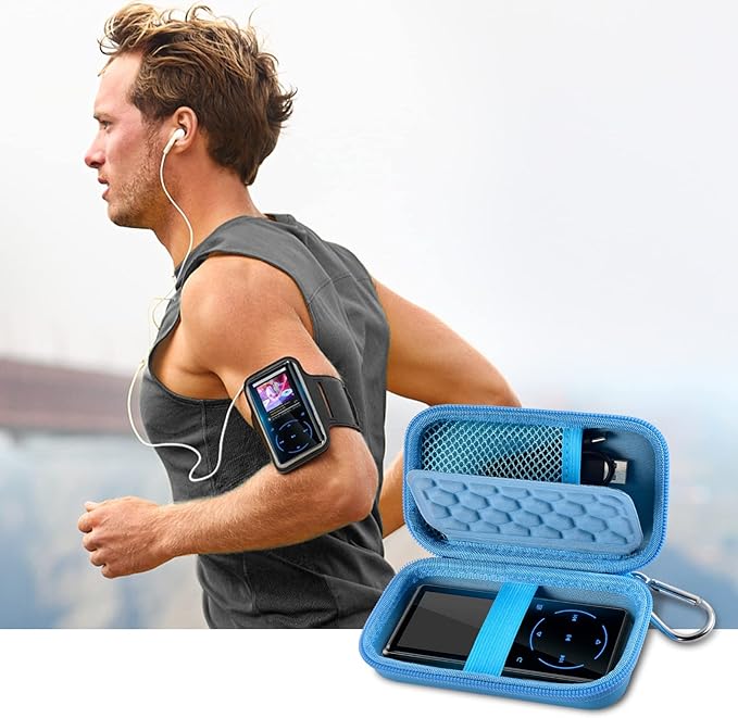 MP3 & MP4 Player Case for SOULCKER/G.G.Martinsen/Grtdhx/iPod Nano/Sandisk Music Player/Sony NW-A45 and Other Music Players with Bluetooth. Fit for Earbuds, USB Cable, Memory Card - Blue-StrideForce Fitness
