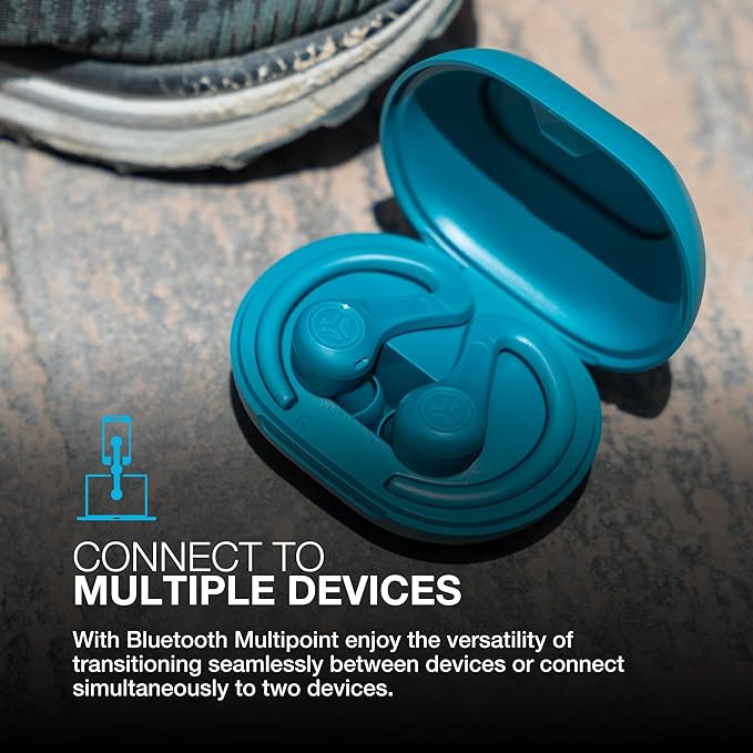 JLab JBuds Sport ANC 4 True Wireless Bluetooth Earbuds + Charging Case, Teal, Swipe + Touch Controls, Hybrid Active Noise Cancelation, Multipoint Connect, Customized Settings App-StrideForce Fitness