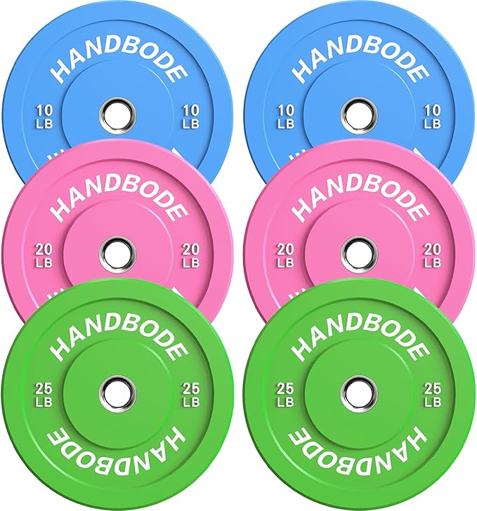 Colored Bumper Weight Plates Olympic Weight Plate Set 2-Inch, 10/15/20/25/35/45/55 lb Barbell Weight Plates Set for Home Gym, Rubber Strength Training Weights Plates for Weight Lifting-StrideForce Fitness