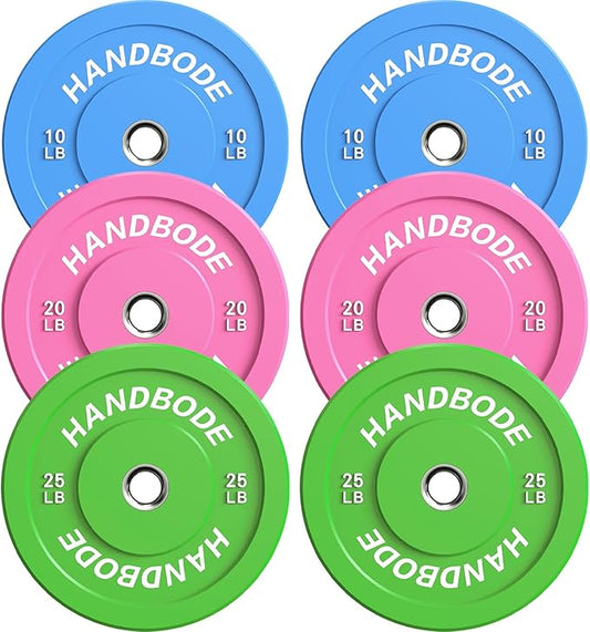 Colored Bumper Weight Plates Olympic Weight Plate Set 2-Inch, 10/15/20/25/35/45/55 lb Barbell Weight Plates Set for Home Gym, Rubber Strength Training Weights Plates for Weight Lifting-StrideForce Fitness