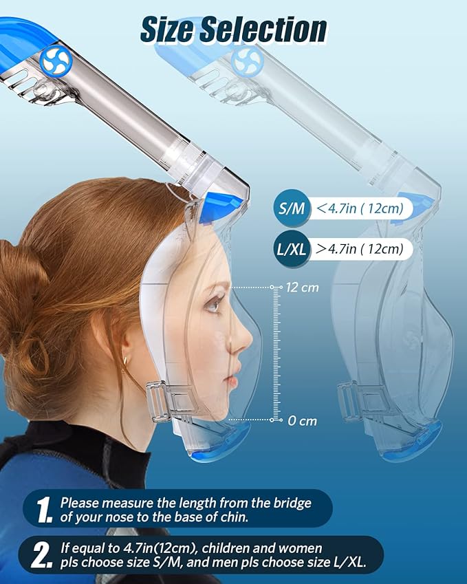 QingSong Full Face Snorkel Mask for Adults, Snorkeling Gear with Camera Mount, 180 Degree Panoramic View Snorkel Set Anti-Fog Anti-Leak-StrideForce Fitness