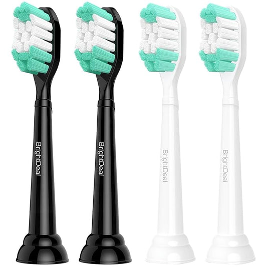 Replacement Toothbrush Heads for Philips Sonicare ProtectiveClean 4100 5100 6100 DailyClean DiamondClean EasyClean PowerUp Plaque Control C2 G2 HX6817/01 HX6857/11 White&Black, 4 Pack