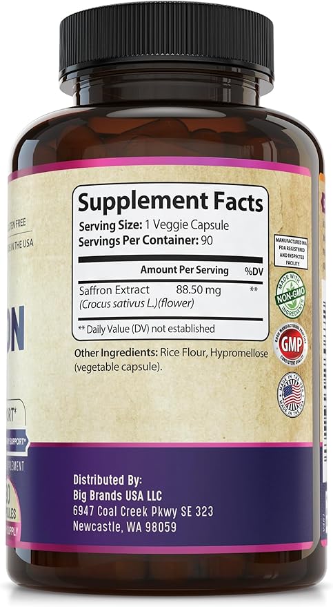 100% Pure Saffron Extract - Supports Weight and Appetite Health, Mood, Focus, Memory, Digestion, Eye, Skin and Brain Health. NSF Certified Saffron Supplements for Women and Men, 45-Day Supply.-StrideForce Fitness