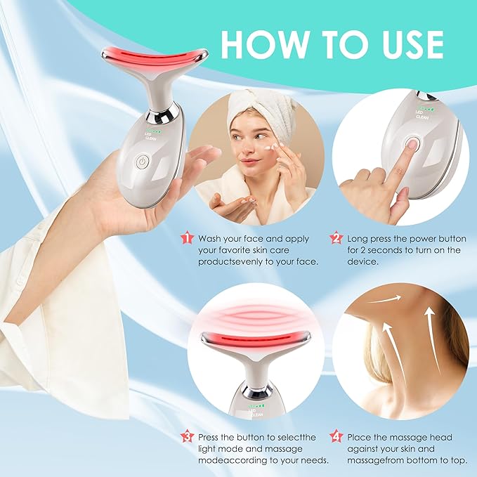 Facial Massager Red-Light-Therapy-for-Face and Neck, Face 𝖲 culpting Wand with 7 Color (Champagne)-StrideForce Fitness