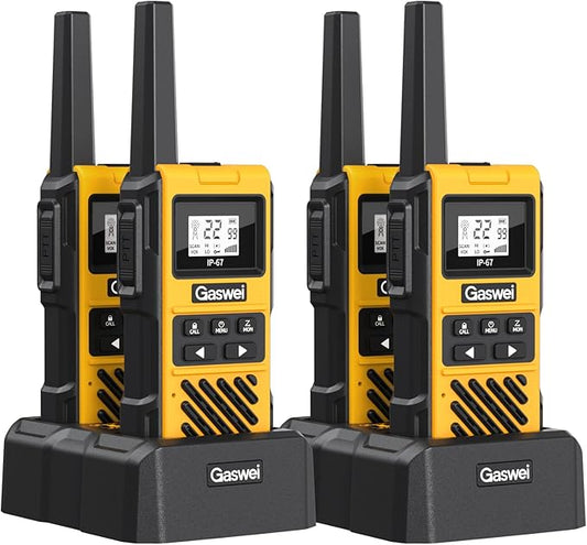 G1pro IP67 Waterproof Floating Walkie Talkies Long Range for Adults,Heavy Duty Two Way Radio with Double Watch,FM Radio,VOX,USB-C,SOS & NOAA Weather Alerts,Rechargeable Lithium Battery(4 Pack)-StrideForce Fitness