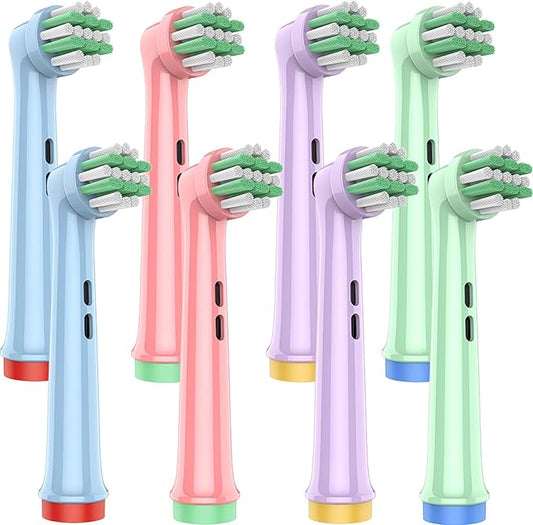 Kids Replacement Heads Compatible with Braun Oral B Electric Toothbrush, Extra Soft Replacement Toothbrush Heads for Gentle Care, Kids Toothbrush Heads are for Ages 3+ and 6-12, 8 Count