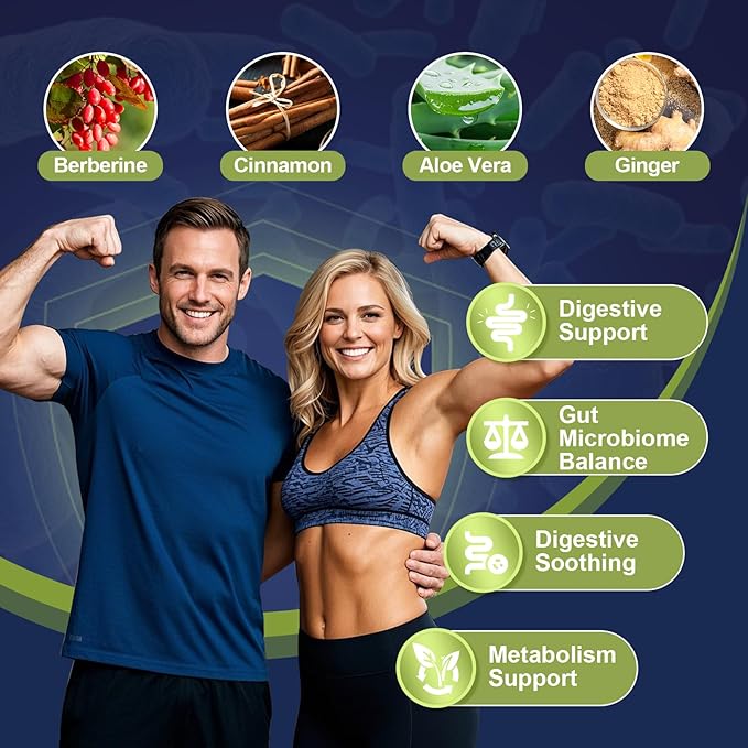 Probiotics for Digestive Health, 80 Billion CFU Probiotics, Prebiotics, Postbiotics & Digestive Enzymes, Gut Health Capsules with Berberine, Cinnamon, L-Glutamine, for Men & Women, 240 Counts-StrideForce Fitness