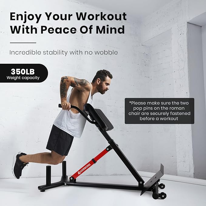 LIONSCOOL Heavy-Duty Adjustable Roman Chair - Back Extension Bench with Multiple Adjustment Functions- Hyperextension Bench Perfect for Home Gym-StrideForce Fitness