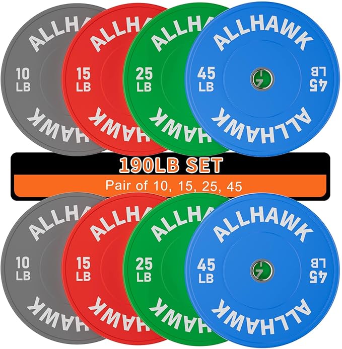 Colored Olympic Weight Plates, 2-inch Rubber Bumper Plate Set for Home Gym Barbell Weight Lifting and Strength Training-StrideForce Fitness