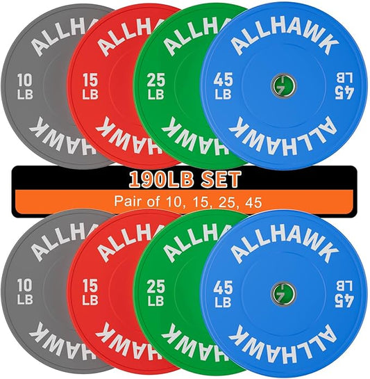 Colored Olympic Weight Plates, 2-inch Rubber Bumper Plate Set for Home Gym Barbell Weight Lifting and Strength Training-StrideForce Fitness