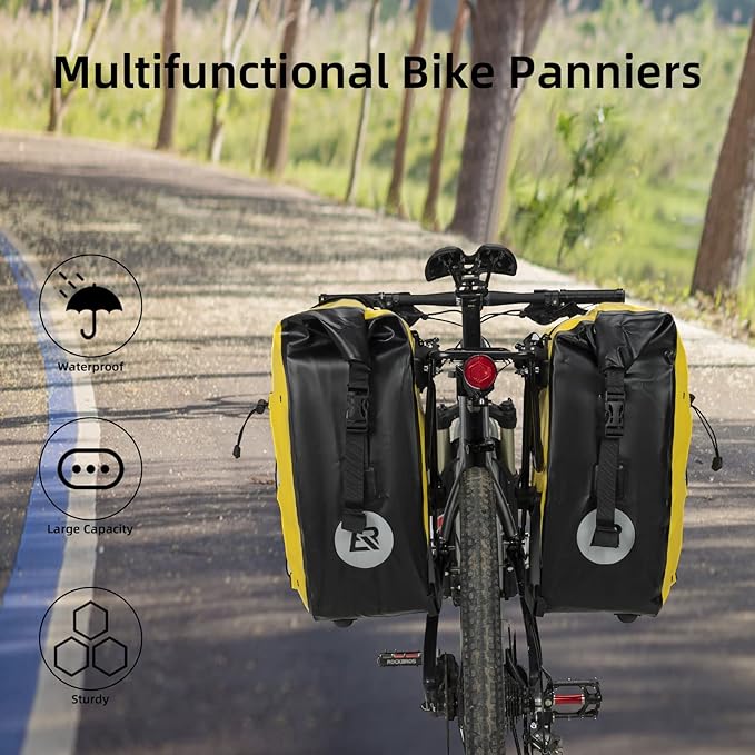 ROCKBROS Bike Panniers Waterproof Bike Rear Rack Bag Max 30L Large Capacity Bike Rear Panniers for Cycling Traveling Commuting-StrideForce Fitness