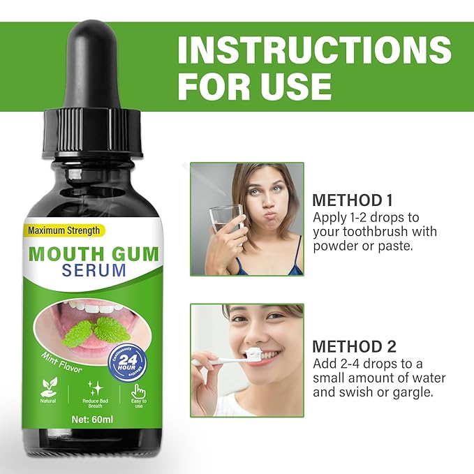 Gum Restore Drops, Gum Repair for Receding Gums & Stain Removal, Bad Breath Treatment for Adults(Green)