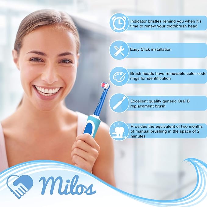 Milos Kids Replacement Heads Compatible with Oral B - Replacement Toothbrush Heads for Teenagers Aged 10-16 Soft Sensitive Replacement Brush Heads 16 Pack