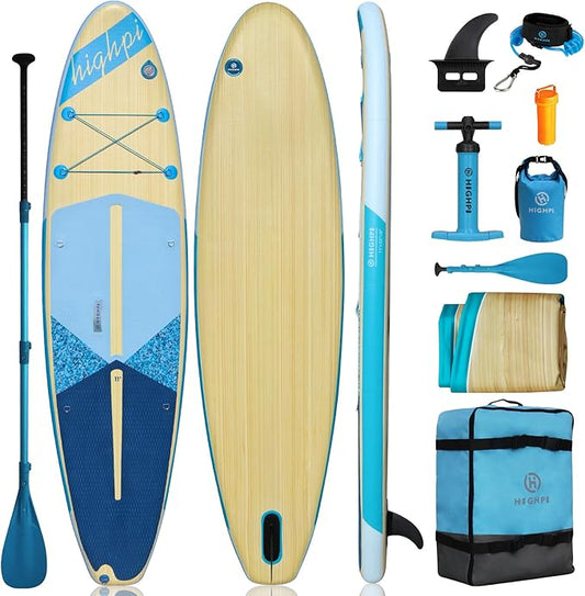 Highpi Inflatable Stand Up Paddle Board for Youth and Adults – Wide Sup with Premium Accessories, Blow Up Paddleboard for Surfing, Fishing, Yoga & More-StrideForce Fitness