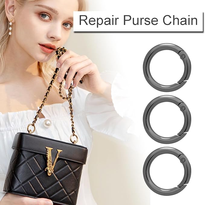 10 Pack 3/4 Inch Trigger Spring O Rings, Metal Round Carabiner Clip Snap Hook, Spring Keyring Buckles for Replacement Purse Strap, Paracord Lanyard Clips, Keychain Rings Hardware DIY Crafts Making-StrideForce Fitness