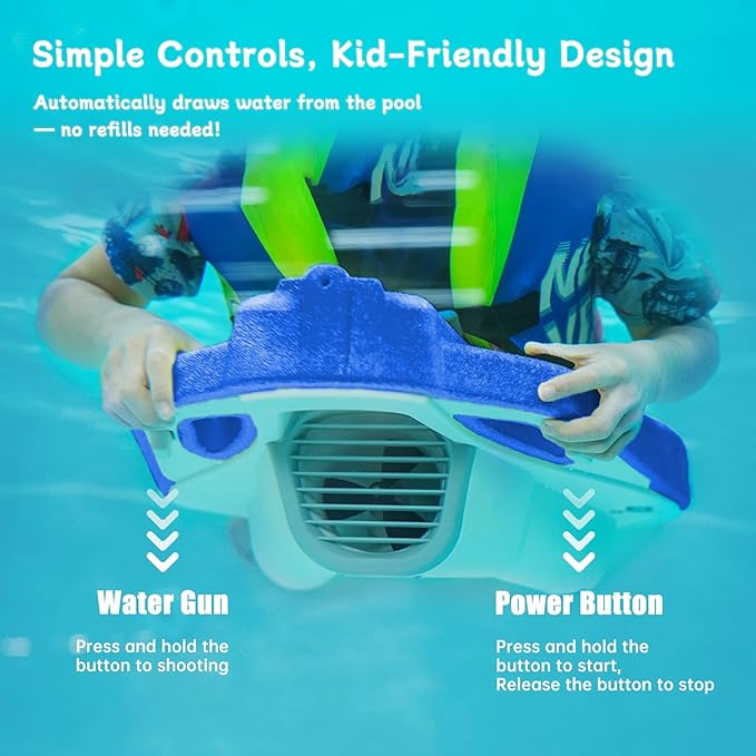 Electric Swimming Kickboard for Kids,Motorized Swim Board with Water Gun, Motorized Swim Training for Children Adults, 60N Thrust, 198 lbs Buoyancy, 25V Rechargeable Battery-StrideForce Fitness