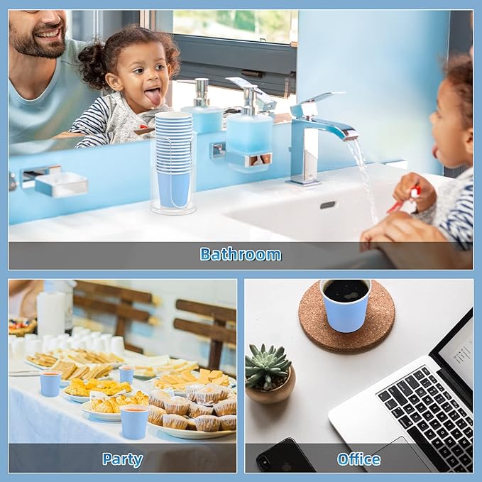 VITVITI 30 PACK Bathroom Mouthwash Cups, Disposable 3.7 OZ Coffee Paper Cup, Small Cup for Mouth Wash/Hot Cold Beverages Liquid/Tea, Blue