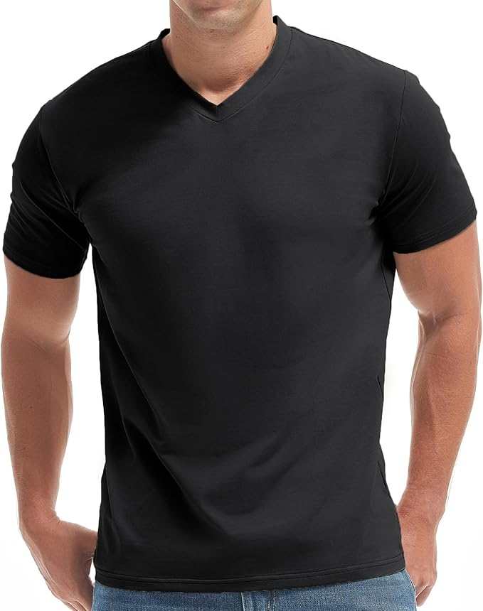 VEIISAR Premium V Neck T Shirts for Men - Modern Fitted Tees Vneck Undershirts-StrideForce Fitness