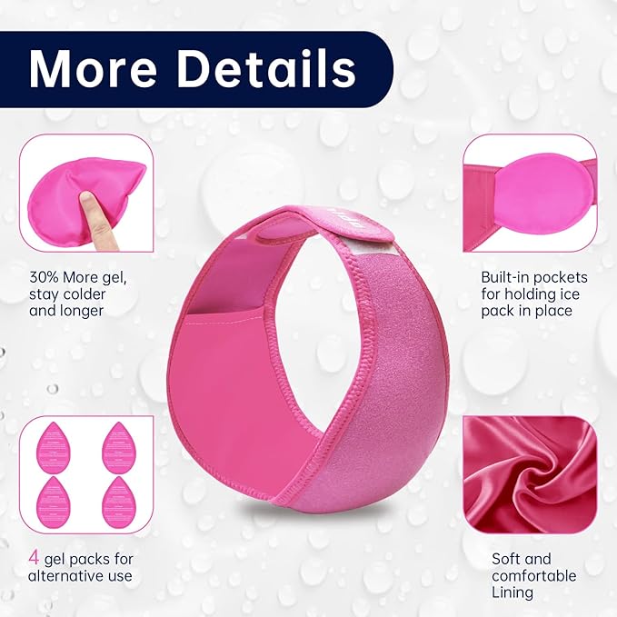 Wisdom Teeth Ice Pack Head Wrap Jaw Face Ice Pack with 4 Gel Packs for Wisdom Teeth Removal Extraction Toothache Pain Relief Facial Face Oral Surgery TMJ Tonsillectomy Recovery Cosmetic Procedure