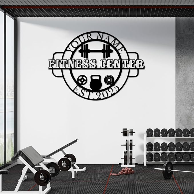 Customized Metal Gym Name Sign, Personalized Sports Room Wall Art,Metal Gym Sign,Unique Fitness Wall Sign, Gym Lovers Unique Gift, Gym Wall Art,Training Center Sign (Style-12)-StrideForce Fitness