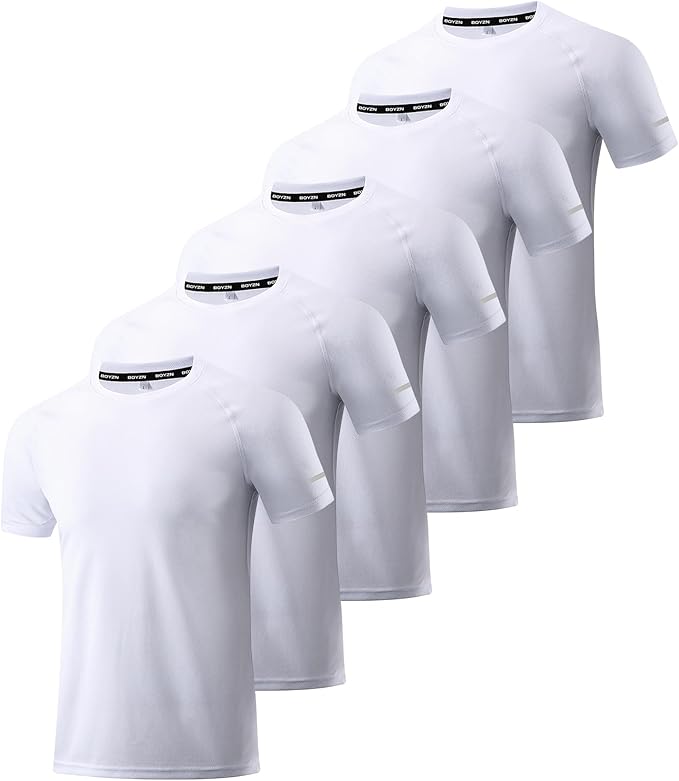 Boyzn 1, 3, 5 or 7 Pack Men's Workout Running Shirts, Dry Fit Moisture Wicking T-Shirt, Gym Athletic Short Sleeve Tee Shirts-StrideForce Fitness