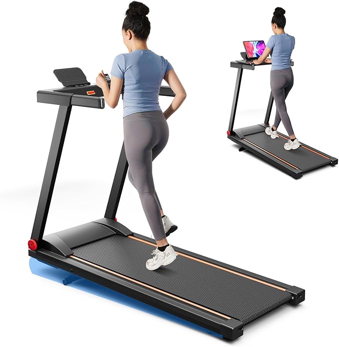 Treadmill with 5% Incline, 300lbs Capacity Folding 15 HP Small Treadmills for Home Portable Running Treadmill with Handles Quiet Brushless Dual Cushion System, Electric Compact Treadmil-StrideForce Fitness