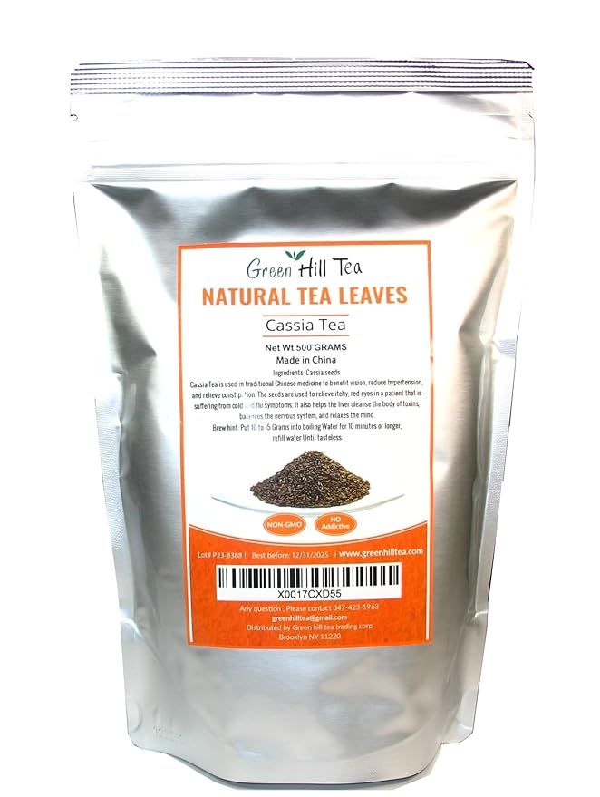 Green Hill Cassia Tea – Loose Leaf Chinese Herbal Tea – beneficial for "detox" – 100% Natural,NO GMO,Caffeine free packed in ziplock foil bag 500 grams-StrideForce Fitness