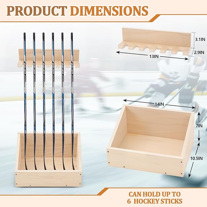 Leinuosen Hockey Stick Holder Wall Mounted and Vertical 2 in 1 Wooden Ice Hockey Rack Organizer Storage and Display Large Capacity Organizer Holds up to Sticks for Player Gifts-StrideForce Fitness