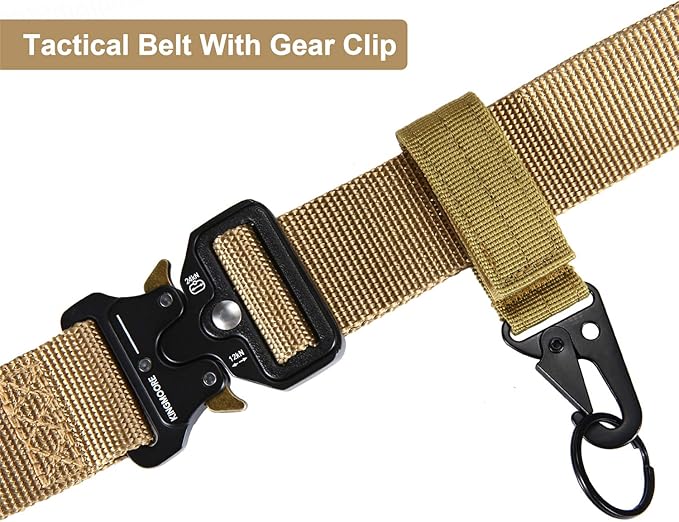 KingMoore Men's Tactical Belt Heavy Duty Webbing Belt Adjustable Military Style Nylon Belts with Metal Buckle-StrideForce Fitness