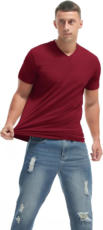 VEIISAR Premium V Neck T Shirts for Men - Modern Fitted Tees Vneck Undershirts-StrideForce Fitness