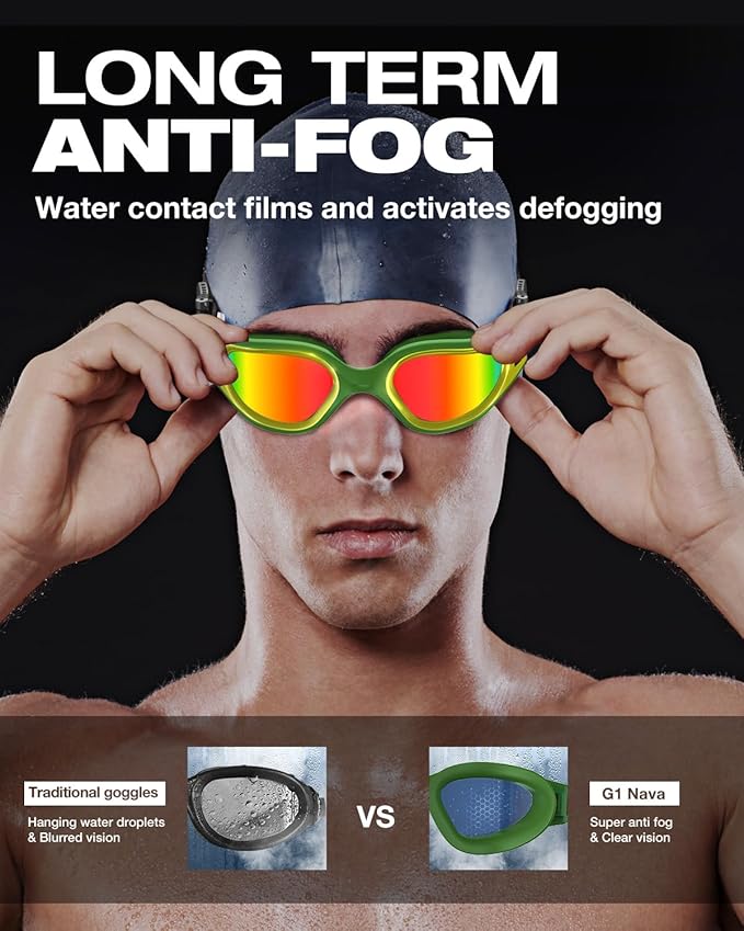 ZIONOR G1 Nava Super Anti-Fog Unisex Swim Goggles Mirror/Bright Smoke Lens-StrideForce Fitness